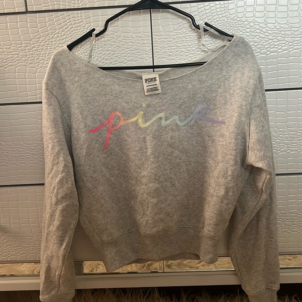 VS Pink Pastel Logo Slouchy Pullover